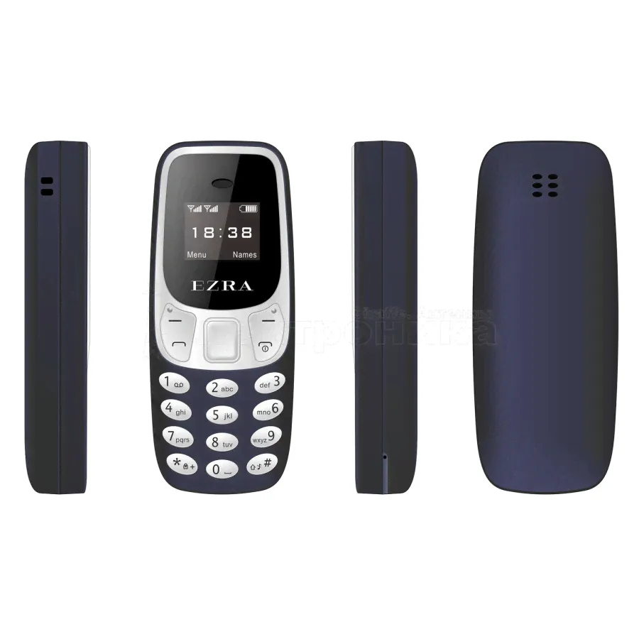 Мини телефон EZRA MC01 Синий/Серебро (2G, 2SIM) память 32MB + слот карты памяти TF(microSD) до 16Гб